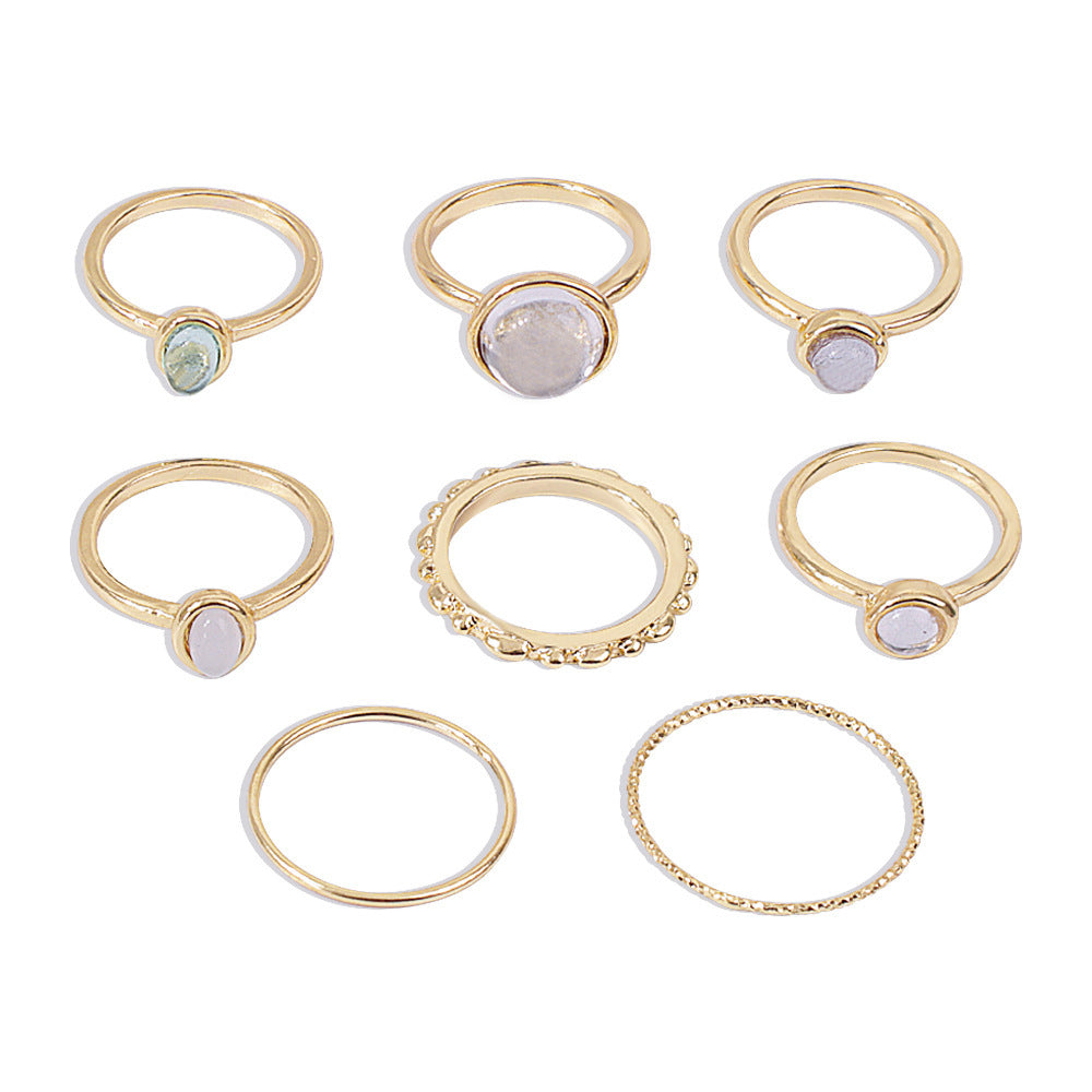 Colorful Stone Metallic Finger Rings | Stackable Combination Rings for Women
