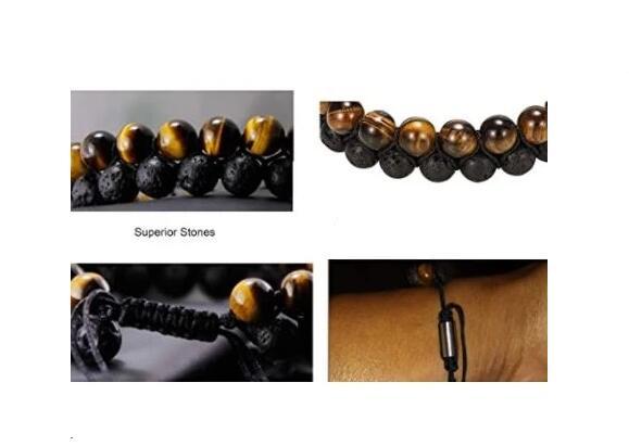 Tiger’s Eye & Lava Stone Bracelet – Natural Healing Energy Beads for Men