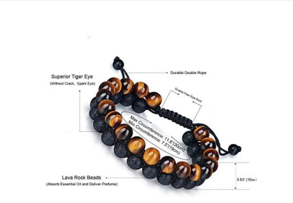 Tiger’s Eye & Lava Stone Bracelet – Natural Healing Energy Beads for Men