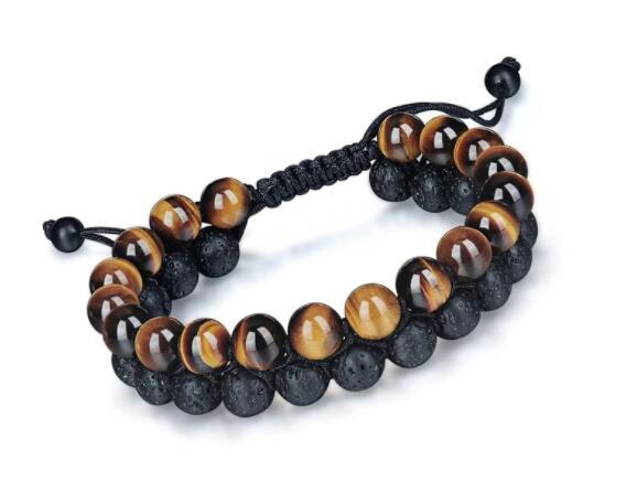 Tiger’s Eye & Lava Stone Bracelet – Natural Healing Energy Beads for Men
