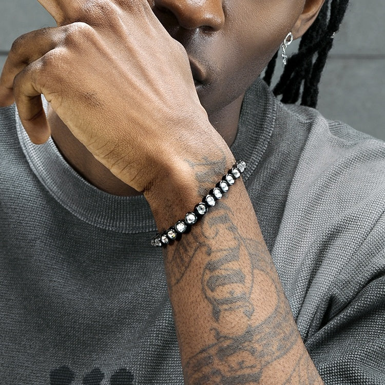 Hip-hop Trend Diamond Studded Black Ceramic Bracelet