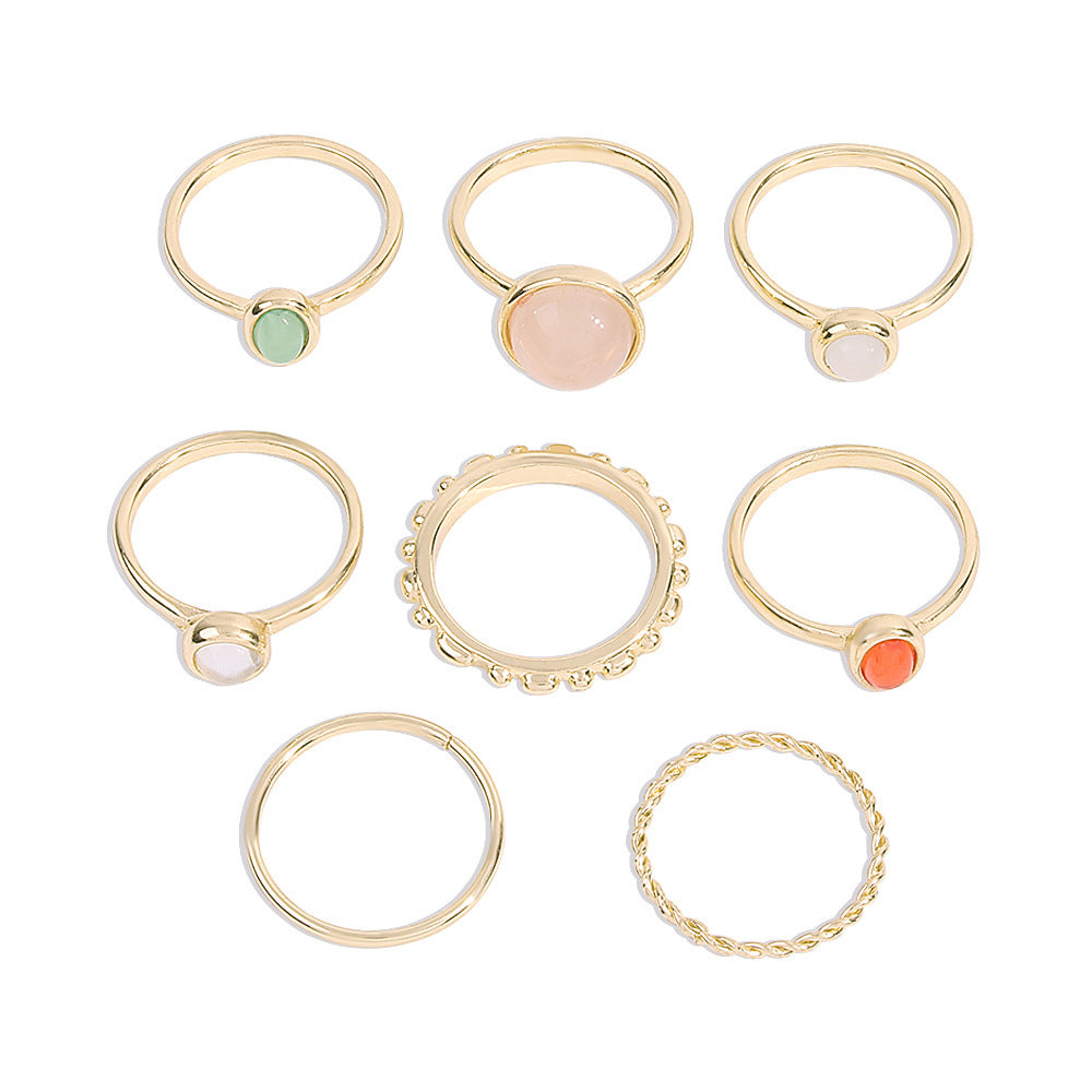 Colorful Stone Metallic Finger Rings | Stackable Combination Rings for Women