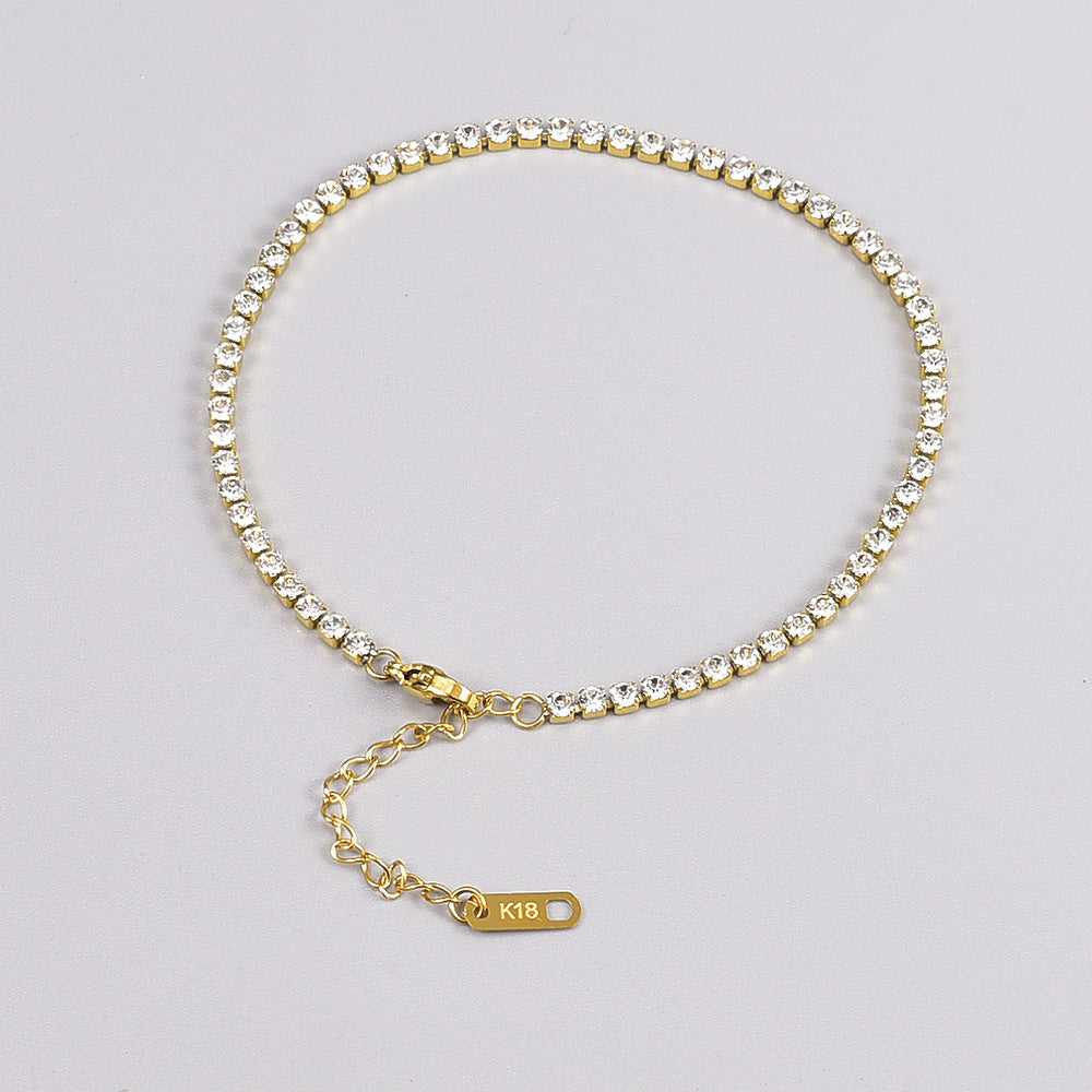 Titanium Steel Zircon Anklet with Gold Tail Chain | Women’s Summer Jewelry