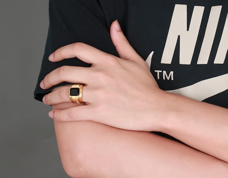 Trendy Fashion Rings Vintage Men's Gold Diamond Rings