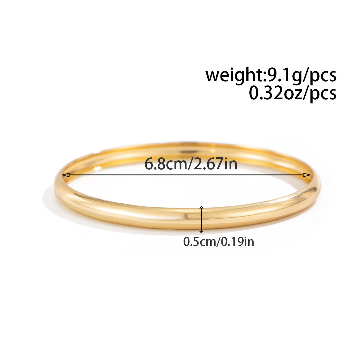 Exaggerated Metal Simple Glossy Wide Round Bracelet