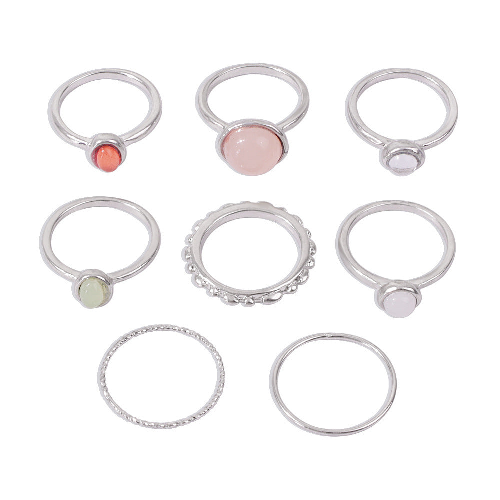 Colorful Stone Metallic Finger Rings | Stackable Combination Rings for Women