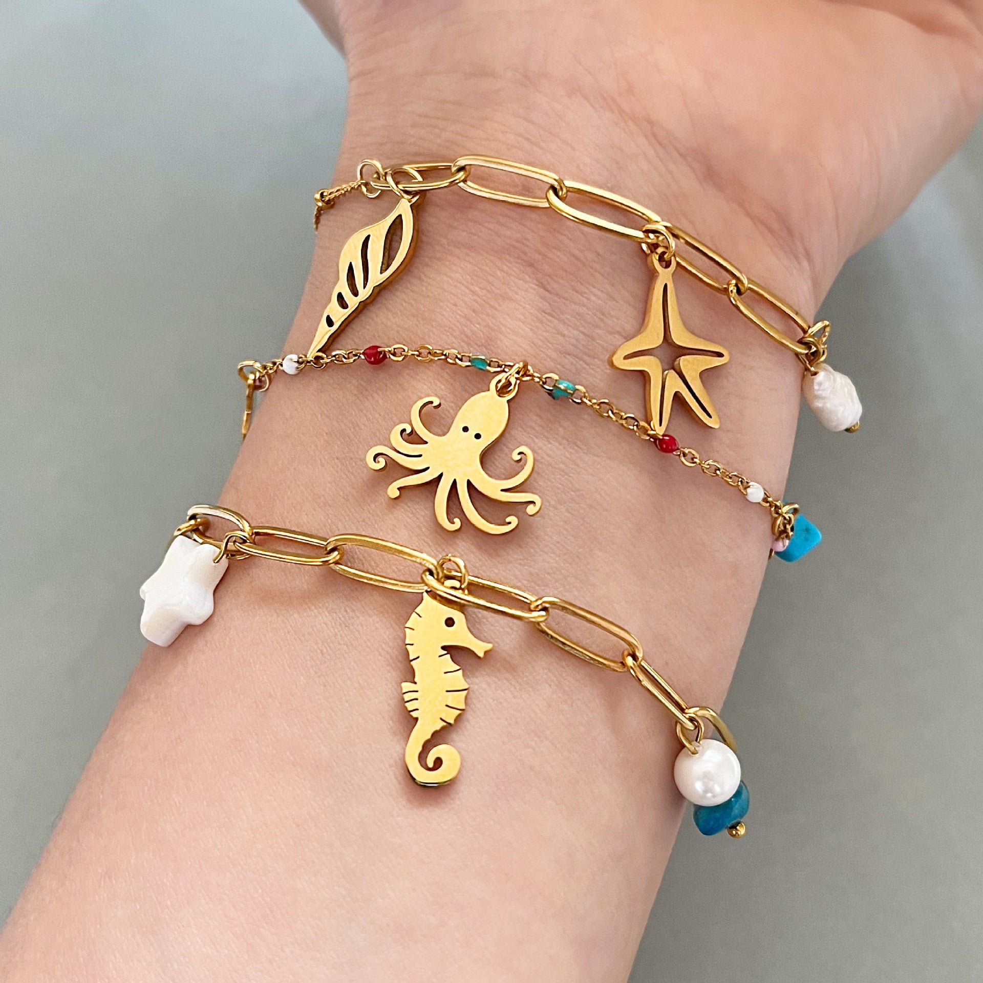 Ocean Series Seahorse Starfish Women's Pendant Bracelet
