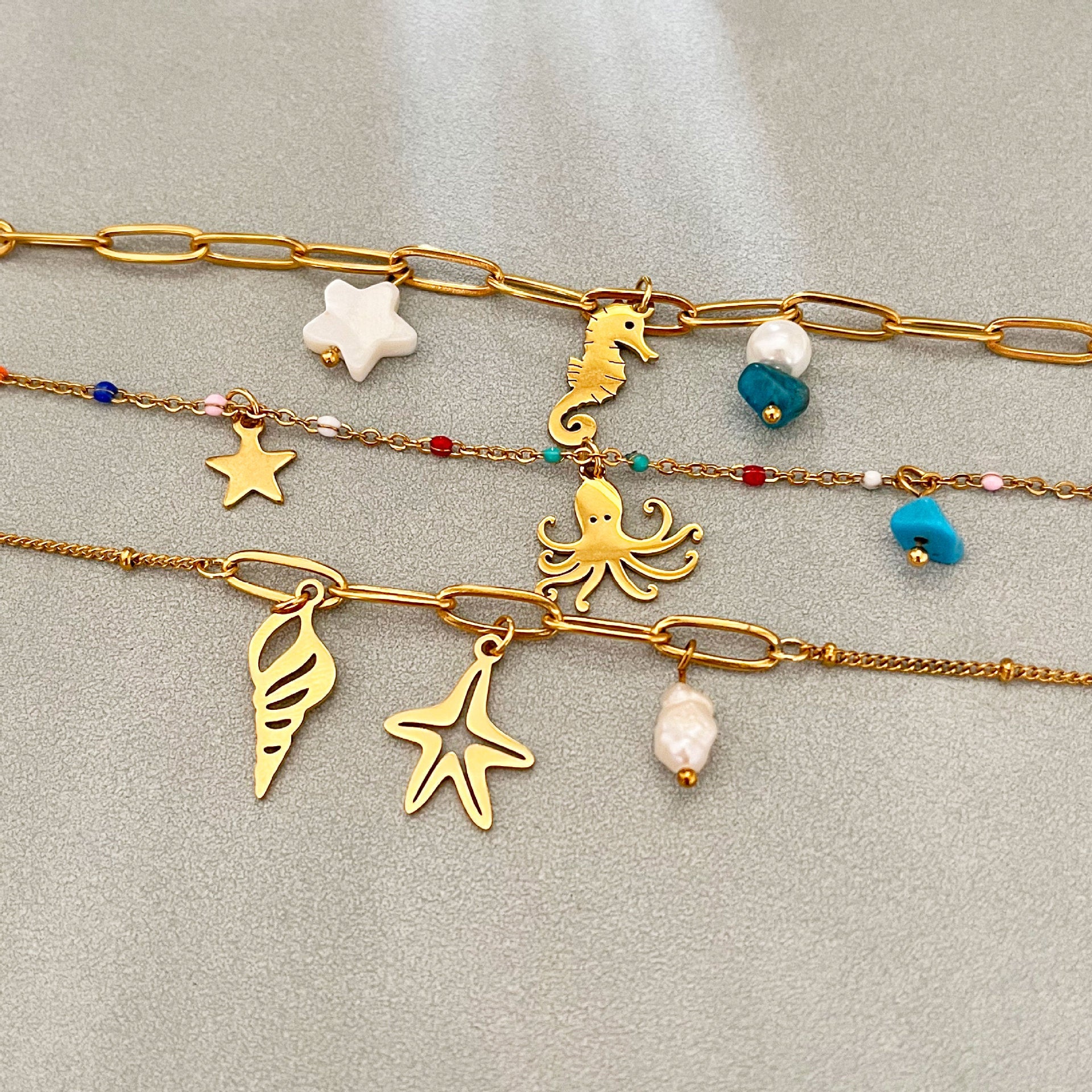 Ocean Series Seahorse Starfish Women's Pendant Bracelet