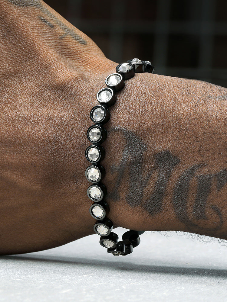 Hip-hop Trend Diamond Studded Black Ceramic Bracelet